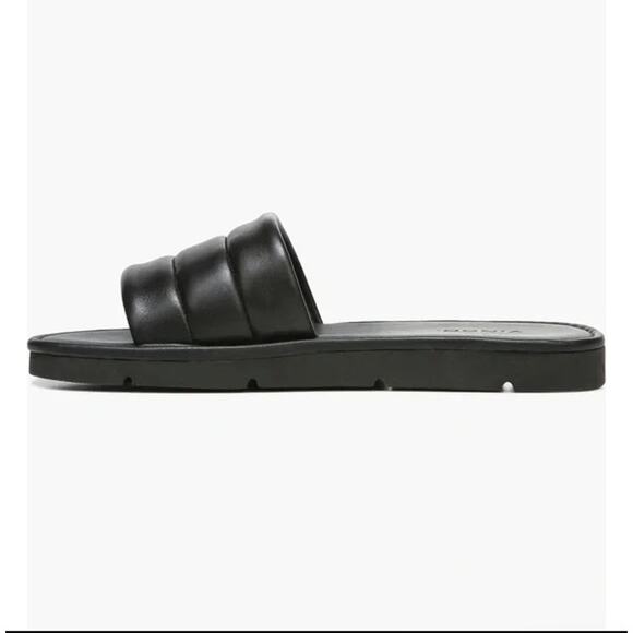 Vince Shoes - Vince Olina Black Slide Leather Sandals Size 10 EU 40